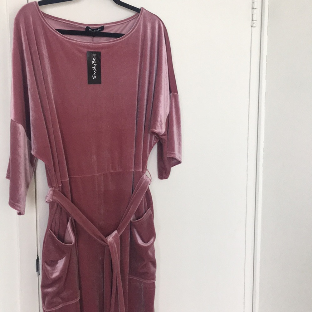 Pink Velour kimono dress